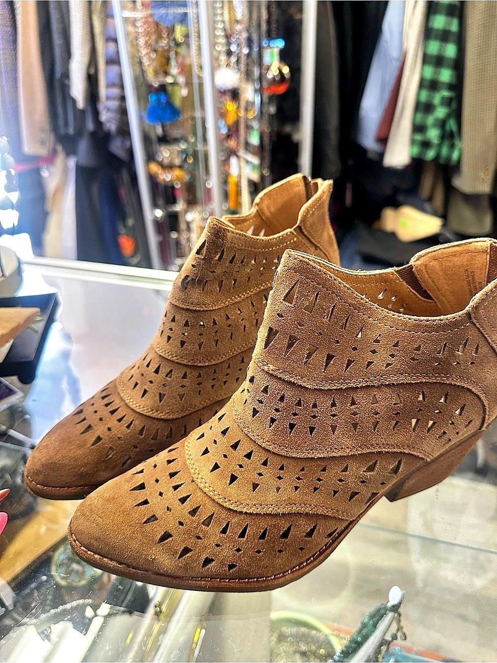 SoftWalk Perforated Brown Ankle Boots